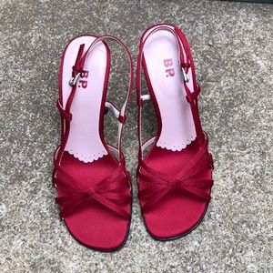 Satin Red Strappy Heels